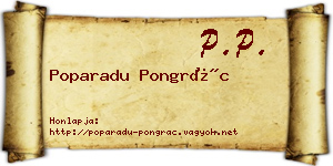 Poparadu Pongrác névjegykártya